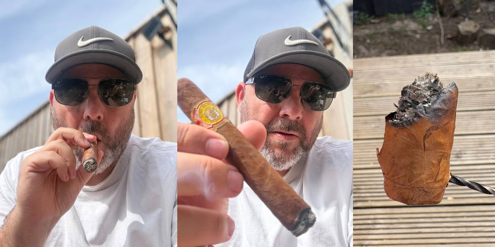 Fully enjoyed, smoking the El Ray and using a cigar poker to stop from getting burnt
